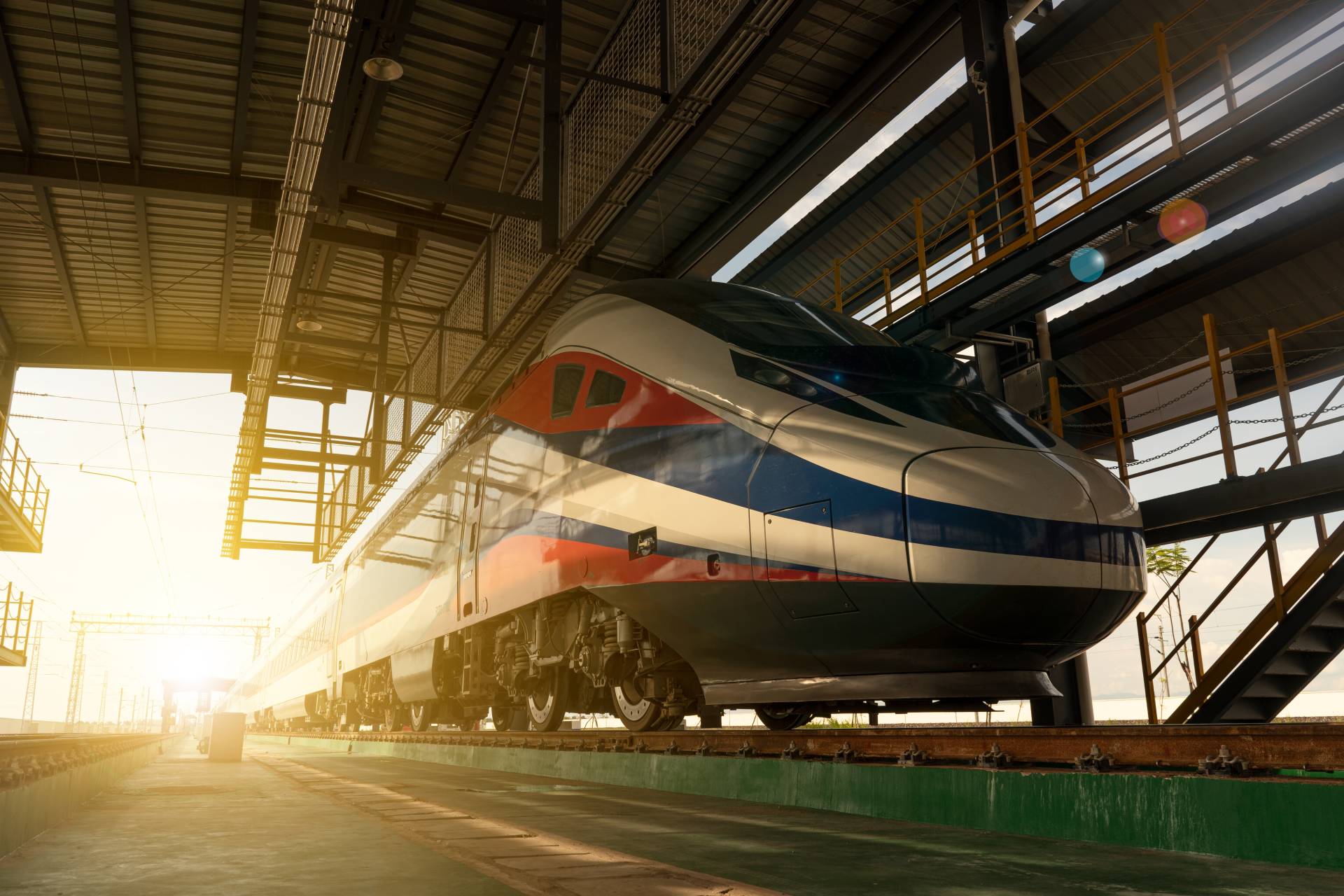 Photograph of a train pulling into a station