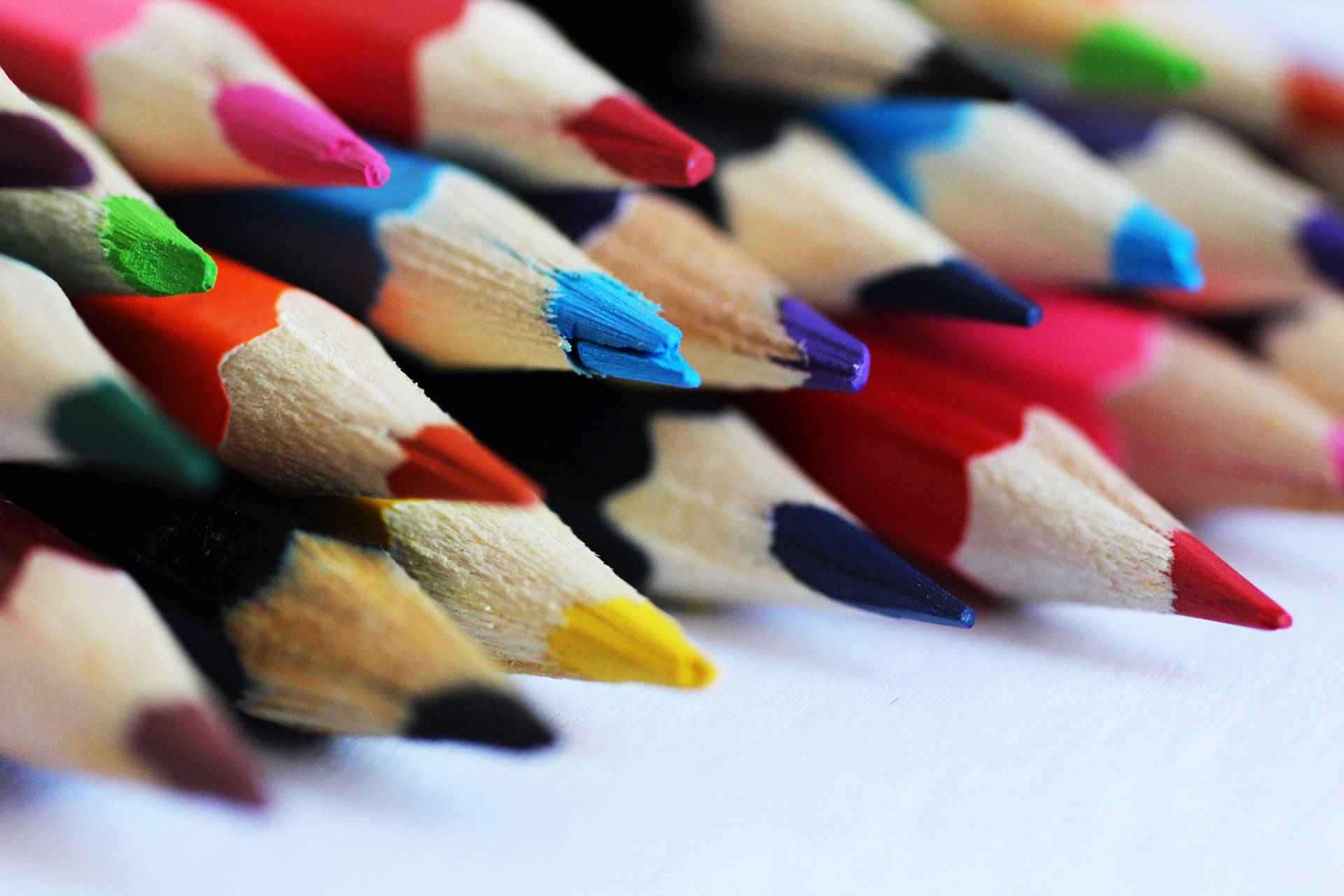 Photograph of a stack of coloured pencils