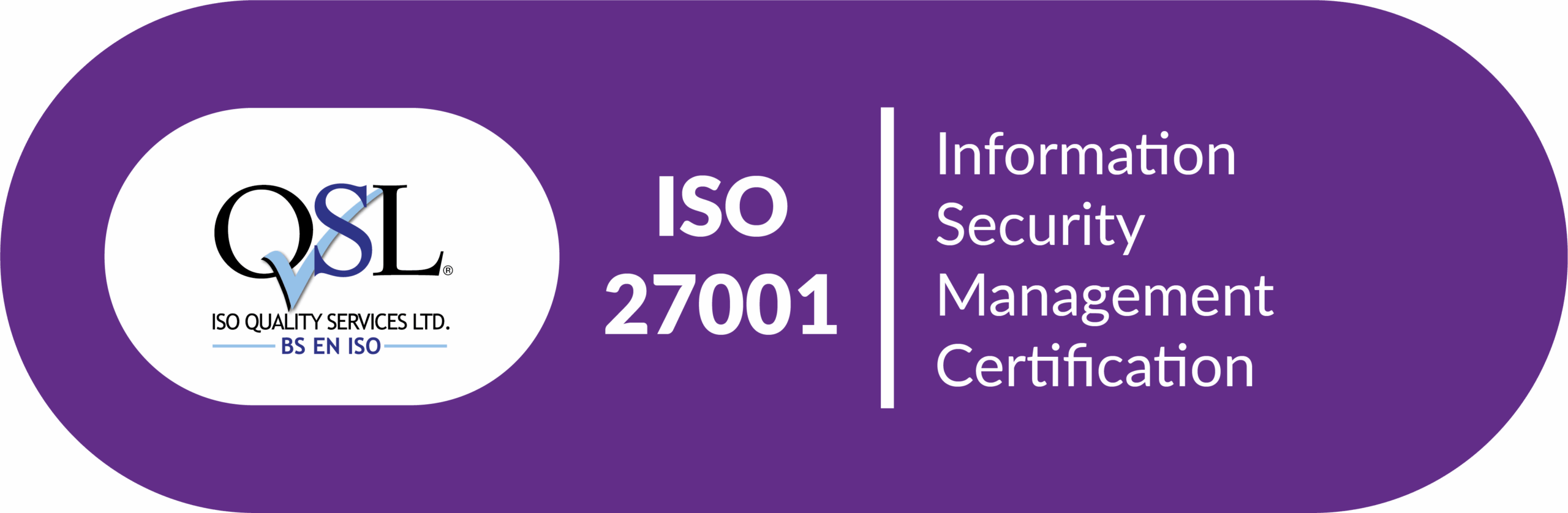 QSL logo showing ISO 27001 Quality Management Certification